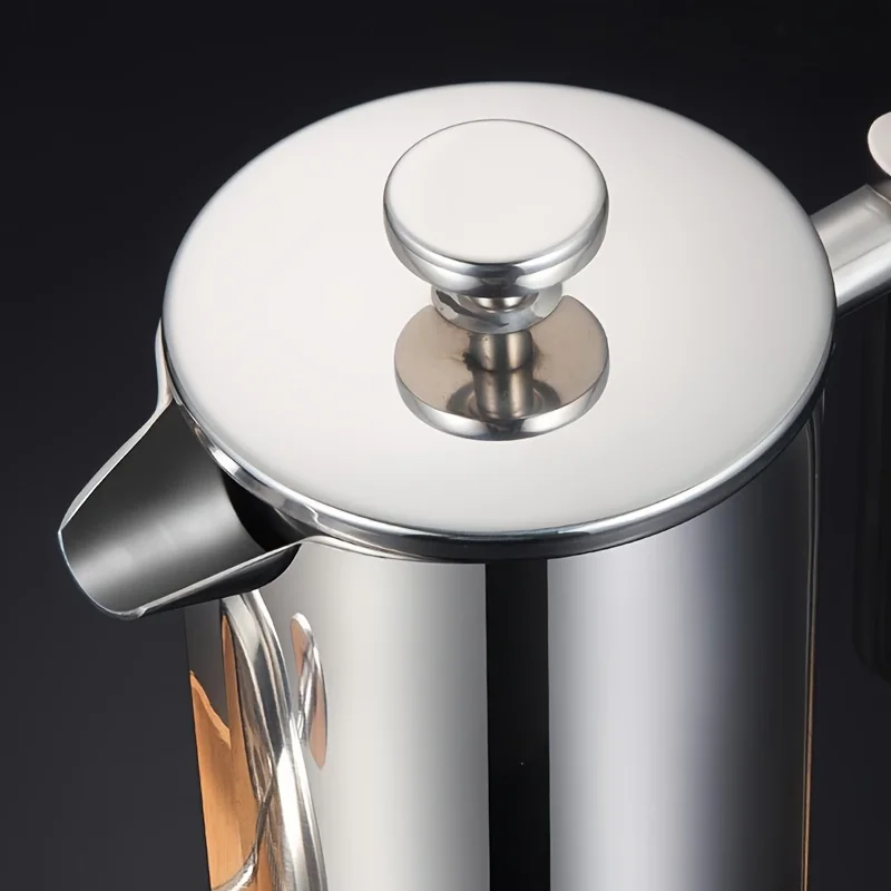 French Press Coffee Maker - Elegante cafetera francesa de acero inoxidable